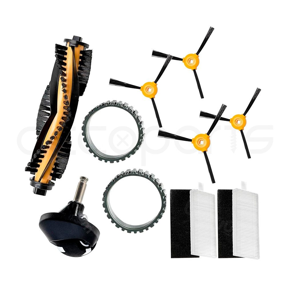 Pack 4 Cepillos Escobillas | 2 Neumaticos | 1 Rueda | 1 Rodillo | 2 Filtros. Accesorios Para Cecotec
