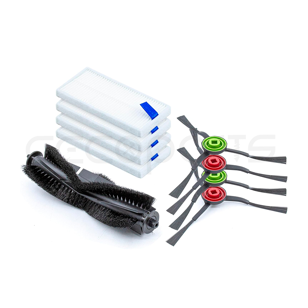 Pack 4 cepillos Laterales + 4 Filtros + 1 Rodillo Central para Conga 7290 Eternal y 7490 Eternal (Xtreme, Vital, MAX, Pet). Pack repuestos y Accesorios para Robot Aspirador