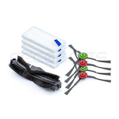 Pack 4 cepillos Laterales + 4 Filtros + 1 Rodillo Central para Conga 7290 Eternal y 7490 Eternal (Xtreme, Vital, MAX, Pet). Pack repuestos y Accesorios para Robot Aspirador