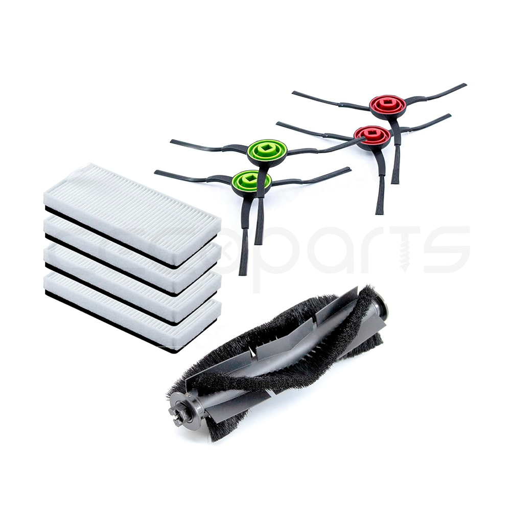 Pack 4 cepillos Laterales + 4 Filtros + 1 Rodillo Central para Eternal Laser (Xtreme, Vital, MAX, Pet y Ultimate). Pack repuestos y Accesorios para Robot Aspirador