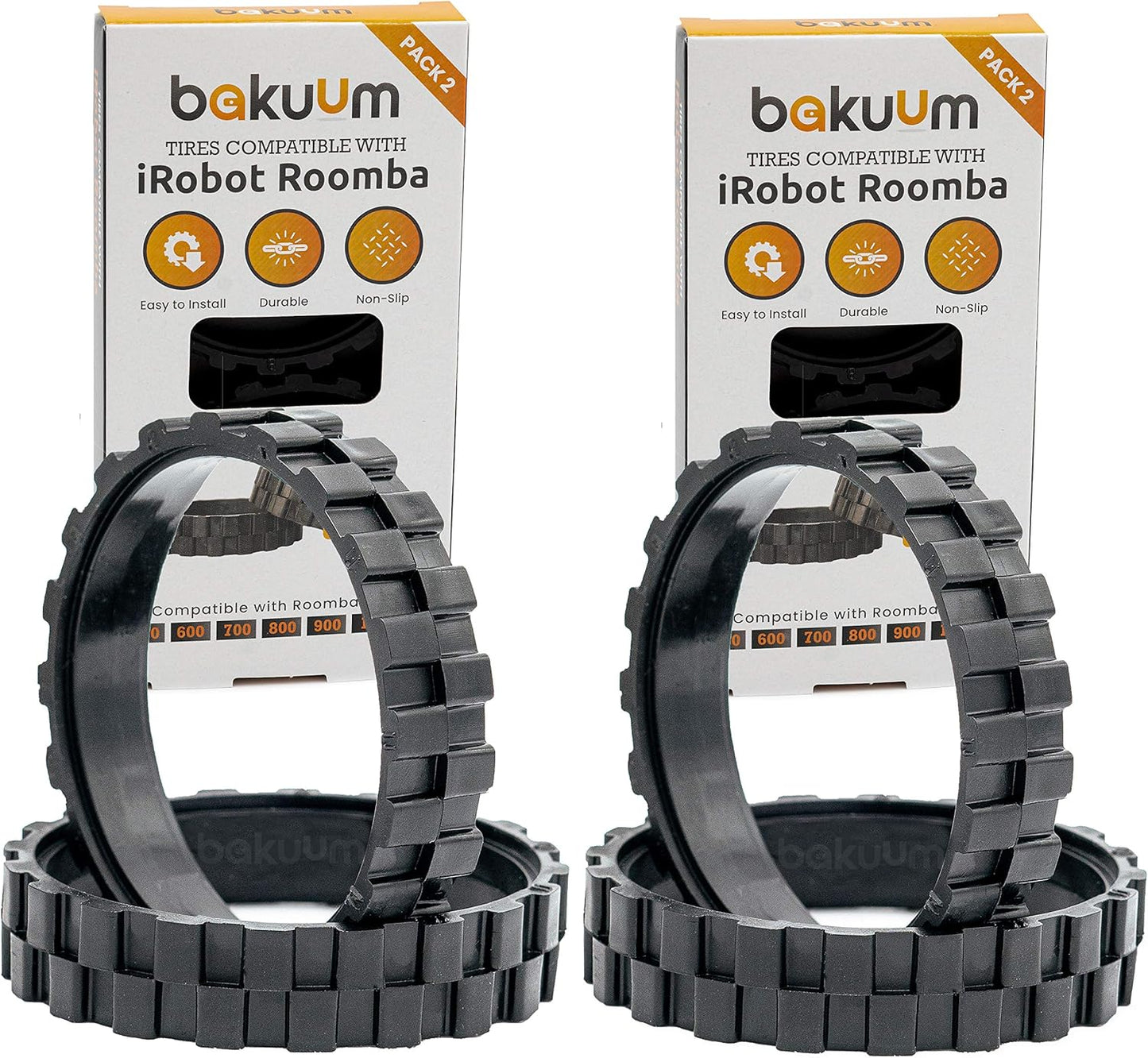 Pack 2 Pares NEUMÁTICOS Ruedas para IROBOT ROOMBA Series 500, 600, 700, 800 Y 900 i7 e5(Pack 4 Unidades) Fabricado en España Antideslizante, Gran adherencia y fácil Montaje