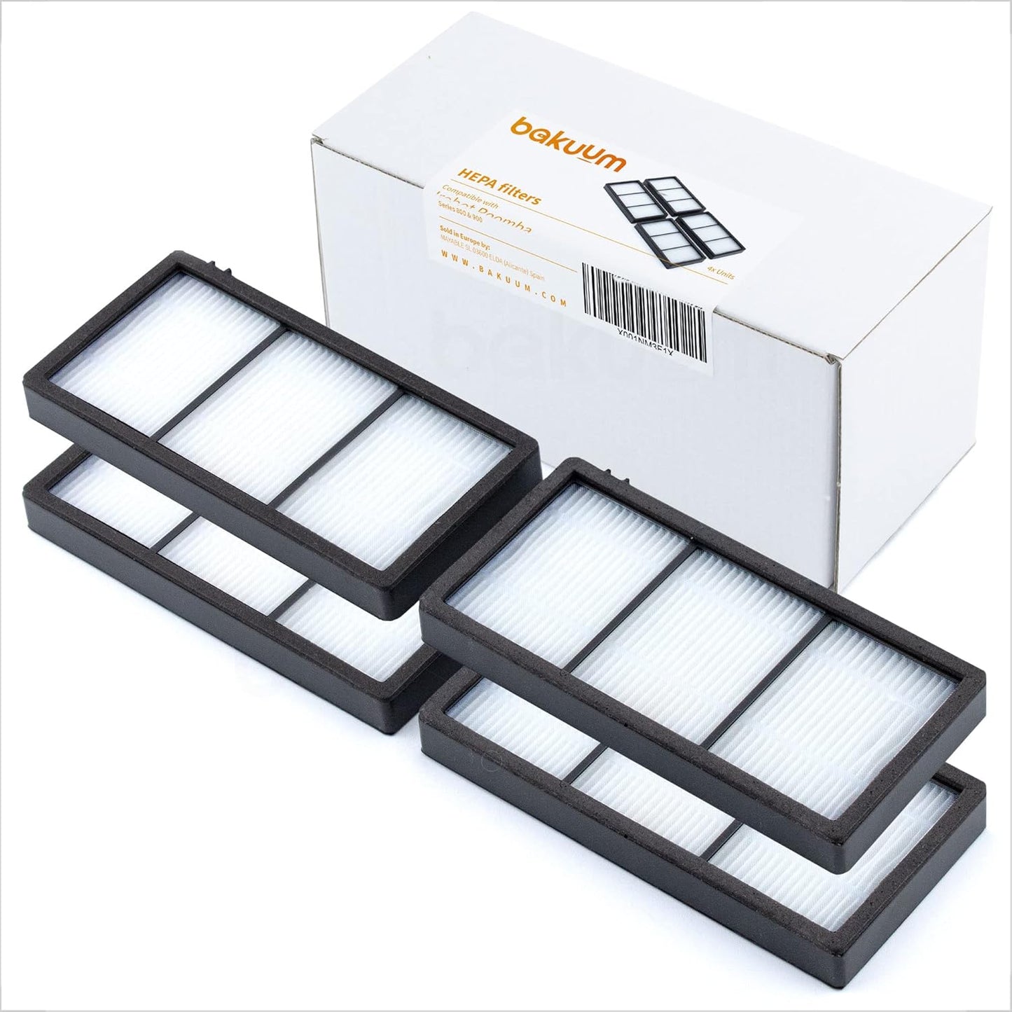 Pack 4 Filtros HEPA Compatible con iRobot Roomba Serie 800 y 900