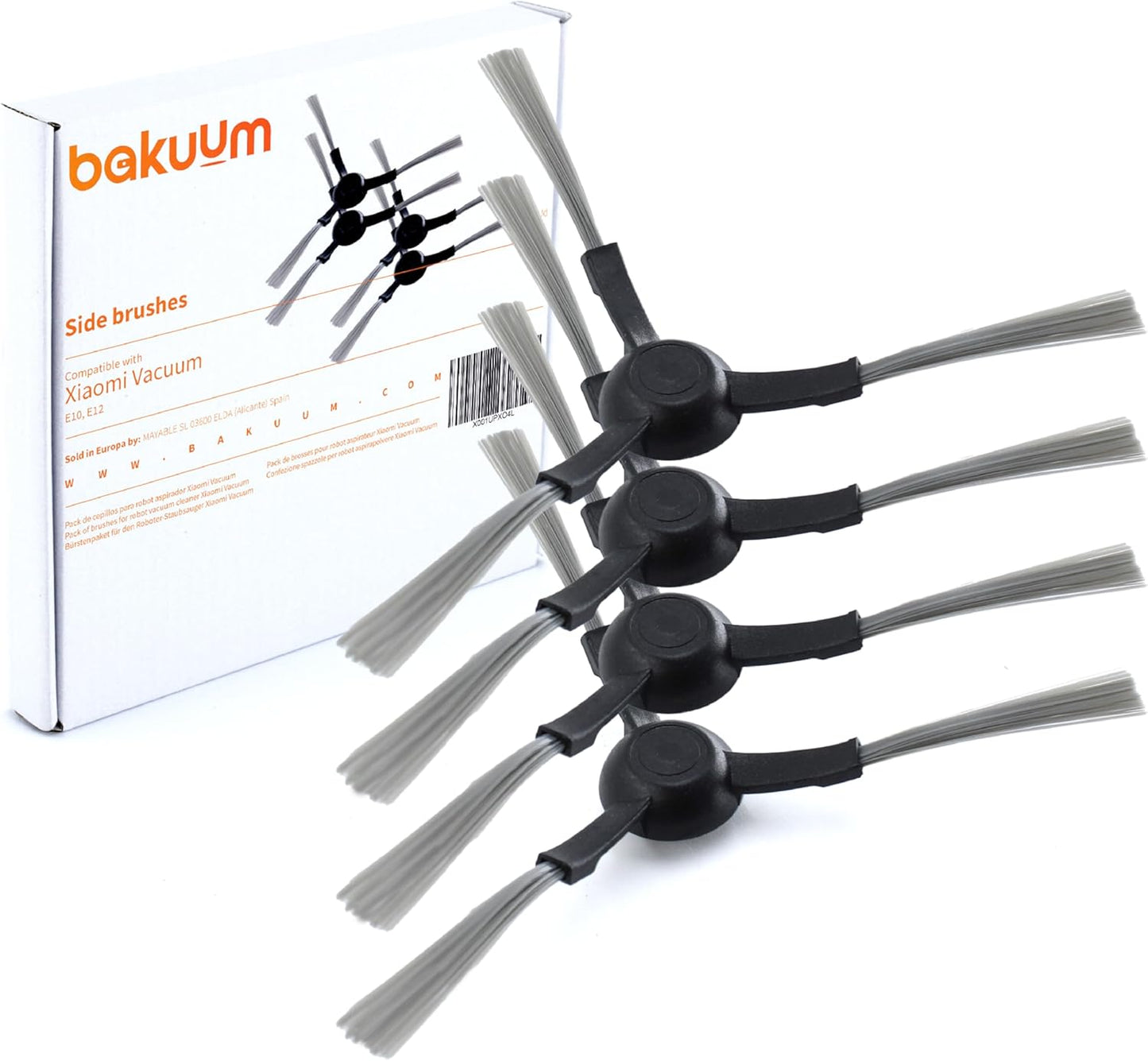 Pack 4 Cepillos | Escobillas Laterales | Para Xiaomi E12 E10. Pack Repuestos | Accesorios Para Robot Aspirador