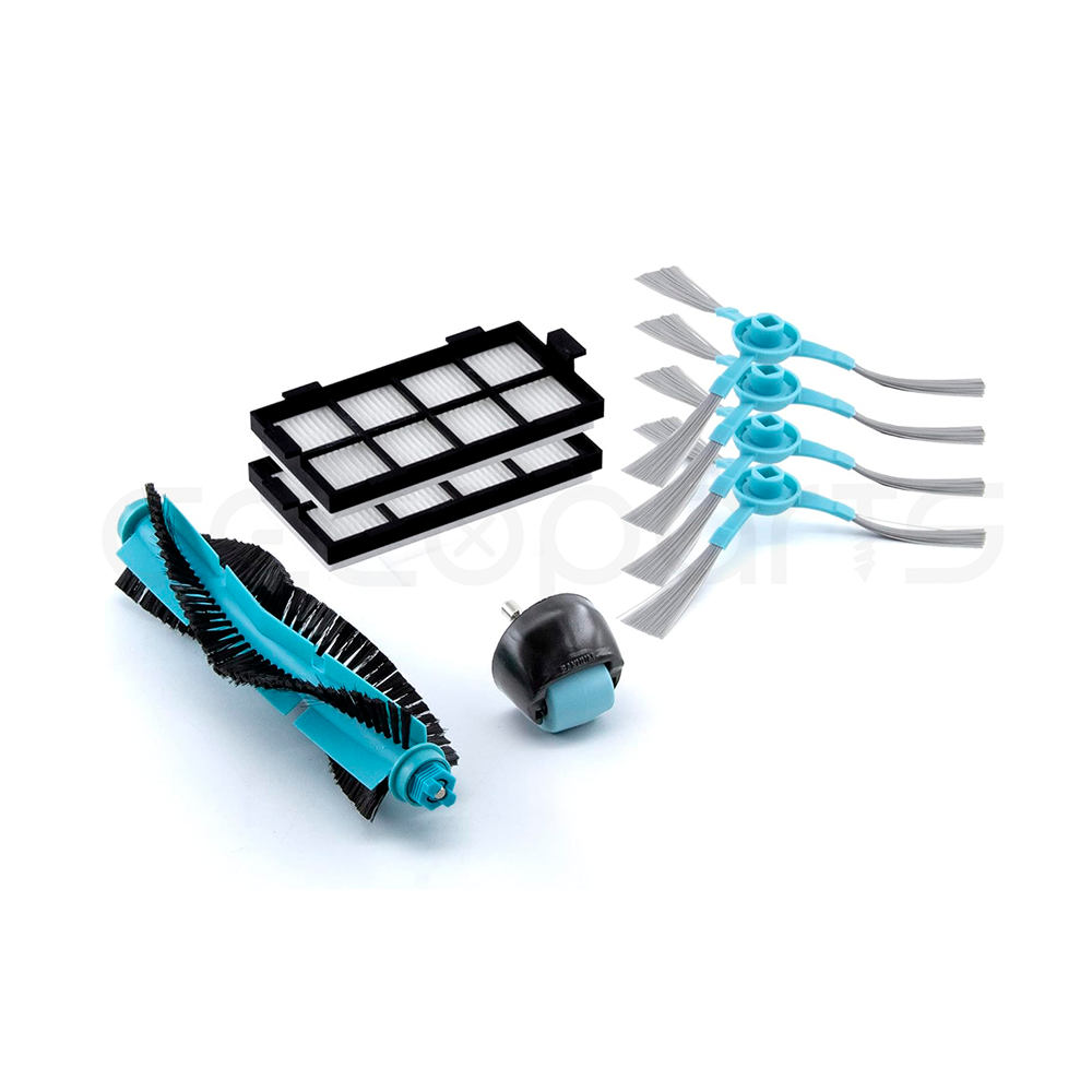 Kit accesorios Cecotec Conga 1690, 1890, y 2690, 2 Filtros para Deposito de Polvo, 4 Cepillos, 1 Rueda Omnidireccional, 1 Rodillo Repuestos