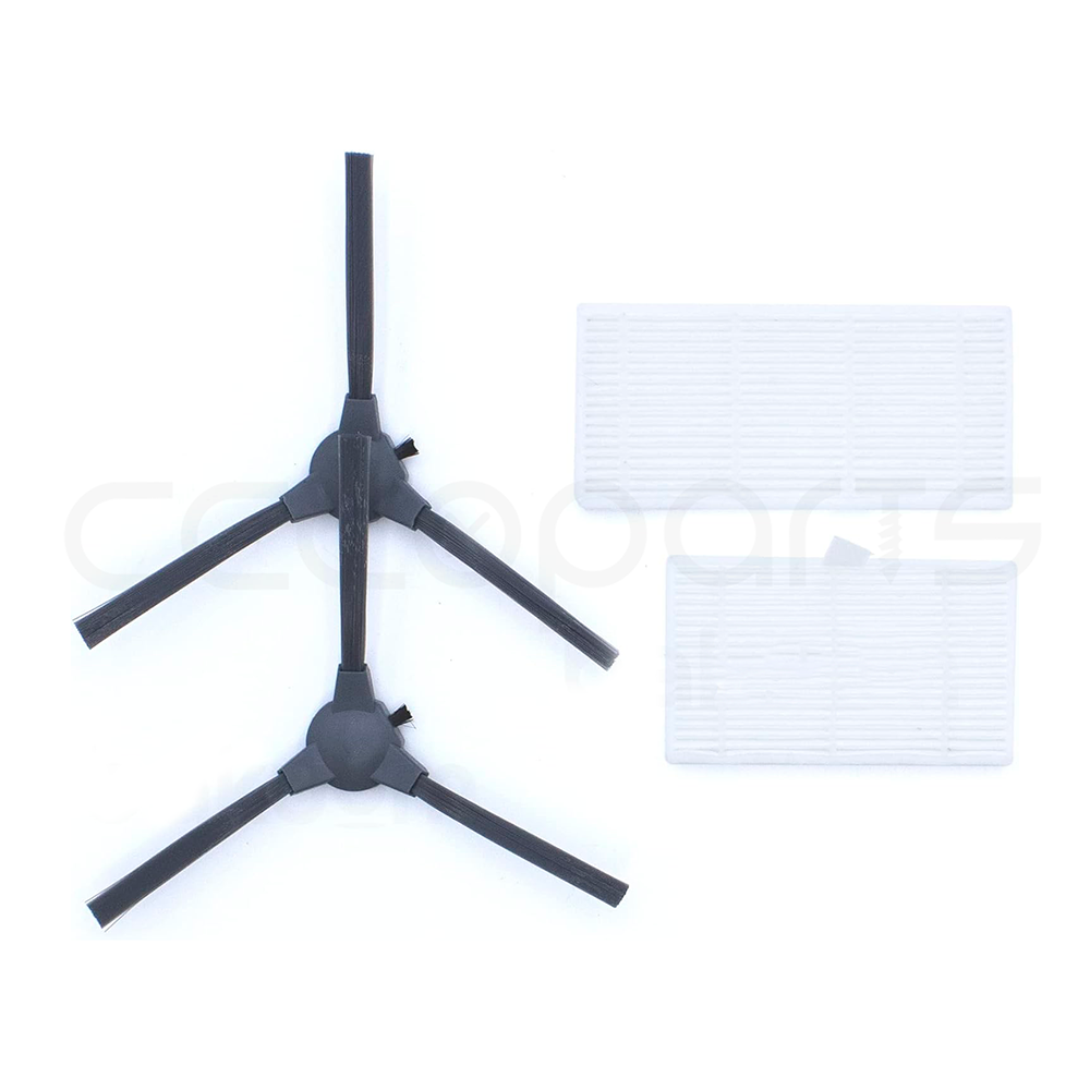 Pack 1 Filtro para Deposito polvo, 1 Filtro Deposito Mixto, 2 Escobillas Laterales, para Cecotec Conga 2290 ULTRA y 2290 TITANIUM, 2290 ULTIMATE