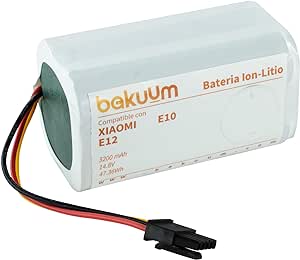 BAKUUM Batería 3200 mAh 14.8V 47.36Wh para Xiaomi e10 y e12. Repuesto para Robot Aspirador. Revisar Modelo en su Robot Aspirador Antes de Comprar.