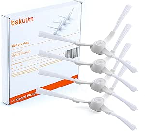 BAKUUM Pack 4 cepillos, escobillas laterales, para Xiaomi E12. Pack repuestos y accesorios para robot aspirador