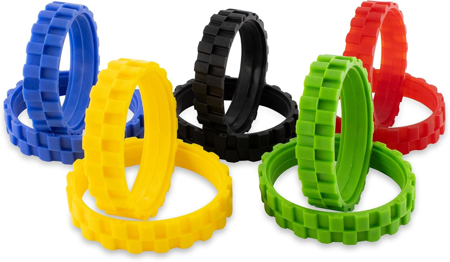 Pack Olimpiadas 10 Neumáticos (5 colores) para iRobot Roomba Series 500 600 700 800 900 i7 e5. Gran adherencia, antideslizante.