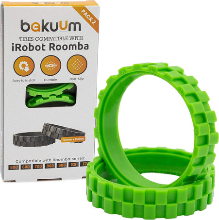 NEUMÁTICOS Verde Ruedas para IROBOT ROOMBA Series 500, 600, 700, 800 Y 900 (Pack 2 Unidades)