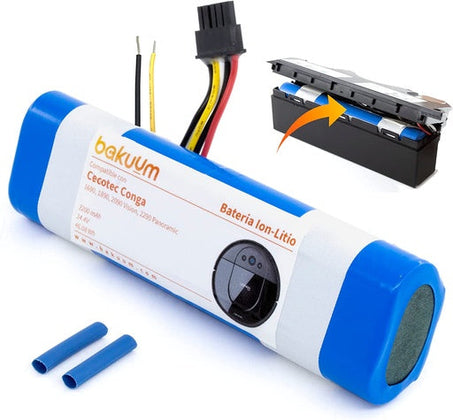 Batería para Cecotec Conga 1690, 1890, 2090 Vision, 2290 Panoramic y 2690. Capacidad de 14.4 V 3200 mAh. Repuesto Robot Aspirador. Montaje Sencillo, Seguir los Pasos.