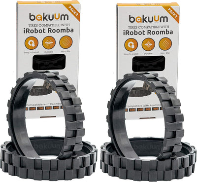 Pack 2 Pares NEUMÁTICOS Ruedas para IROBOT ROOMBA Series 500, 600, 700, 800 Y 900 i7 e5(Pack 4 Unidades) Fabricado en España Antideslizante, Gran adherencia y fácil Montaje