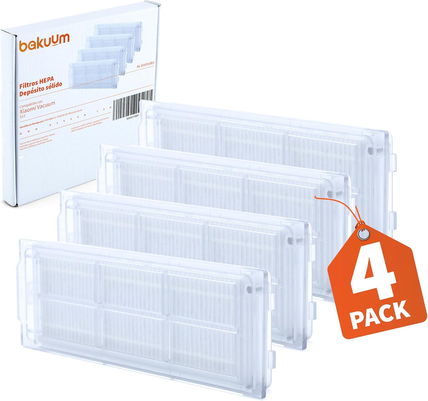 Pack 4 Filtros HEPA, para Xiaomi S12 Filtro para depósito mixto de agua y depósito de polvo
